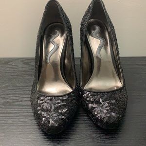 Touch Of Nina Black Sequin Heels